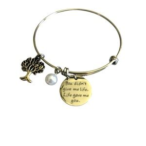 Fashion Silver Tone “You didnt give me life life gave me you”  Charm Bracelet